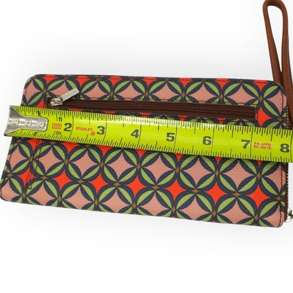 Fossil Sydney Signature Clutch Wallet Geometric Print Zip Around Wristlet - Picture 4 of 6
